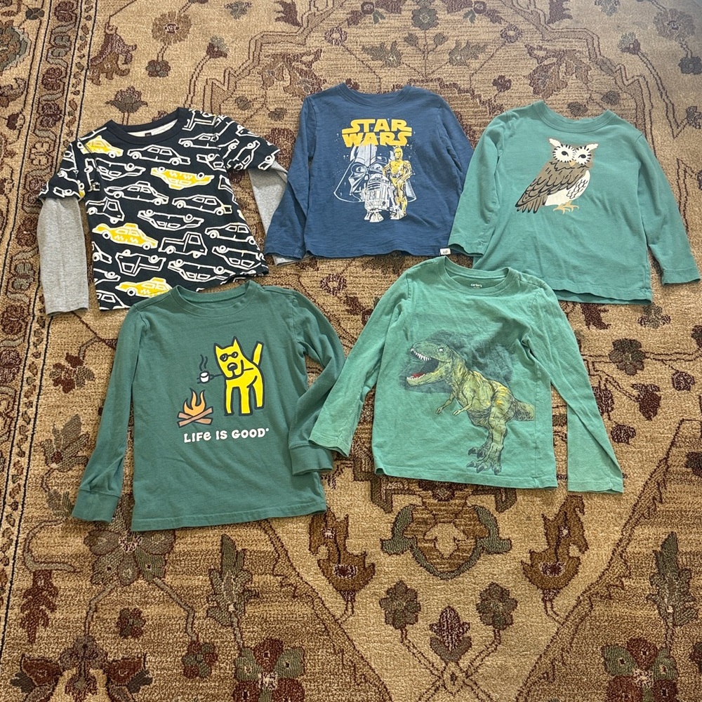 Boys size 4-5 long sleeve t shirts gap, tea, Hannah Andersson and carters